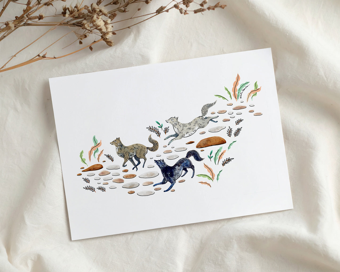 Running Wolves Art Print