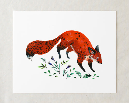 Fox + Flowers Art Print