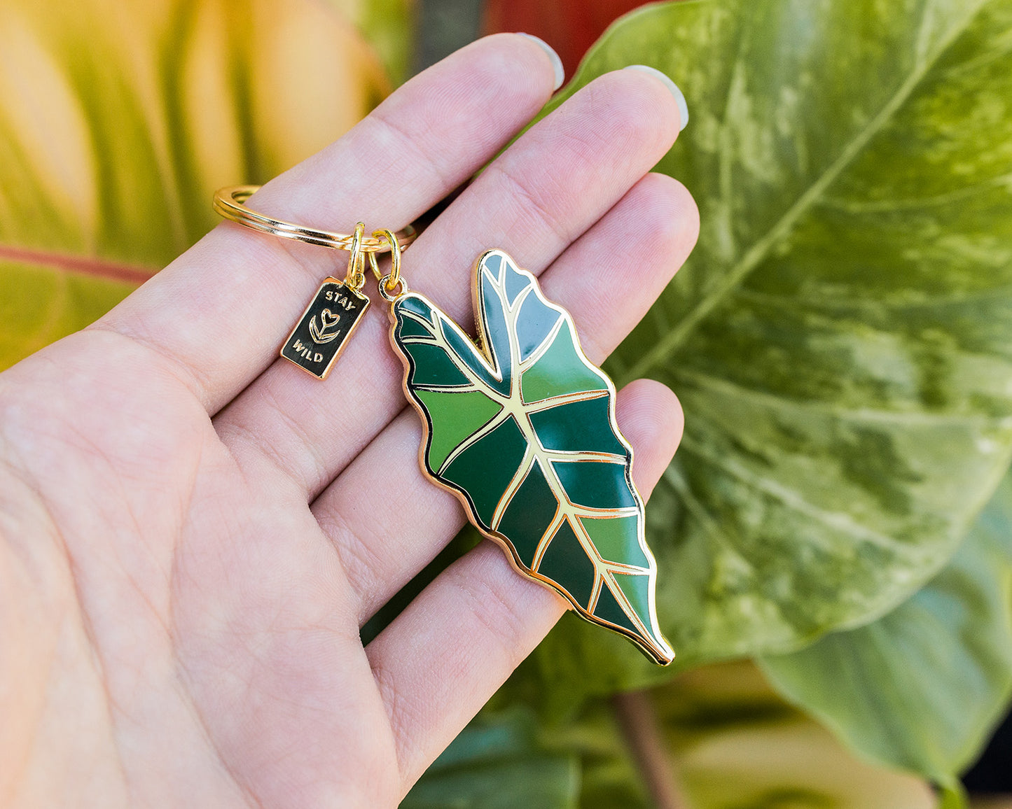 Jungle Leaf Stay Wild Keychain