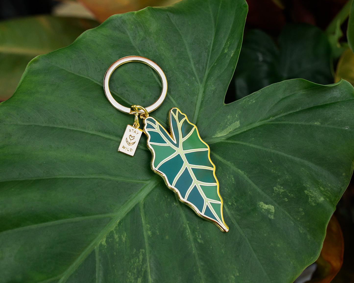 Jungle Leaf Stay Wild Keychain