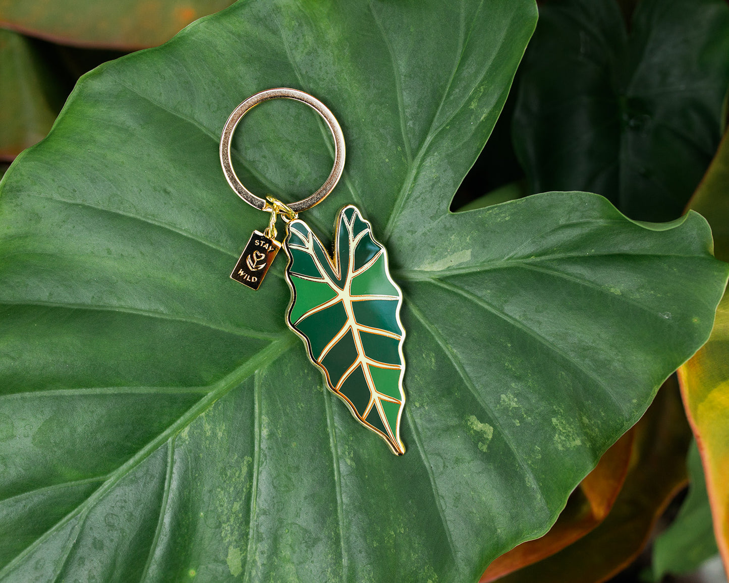 Jungle Leaf Stay Wild Keychain