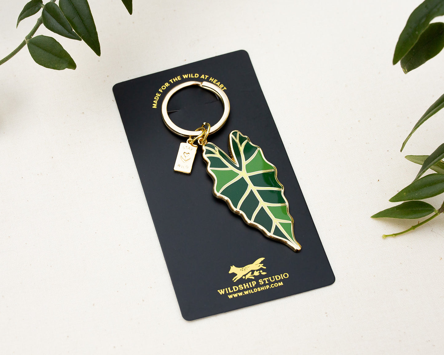 Jungle Leaf Stay Wild Keychain
