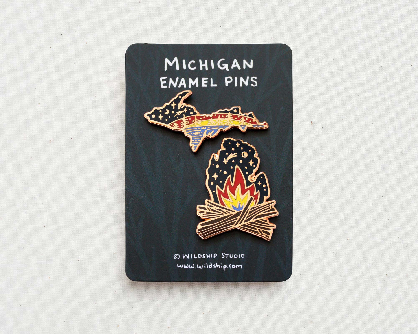 Michigan Campfire Magic - Set of 2 Enamel Pins