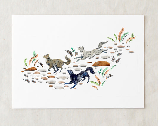 Running Wolves Art Print