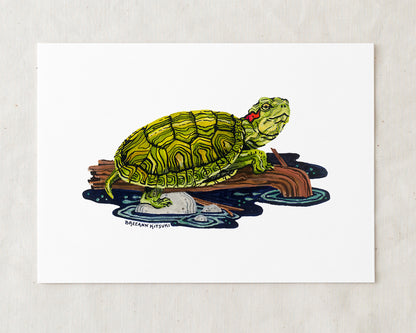 Red-eared Slider Turtle Art Print
