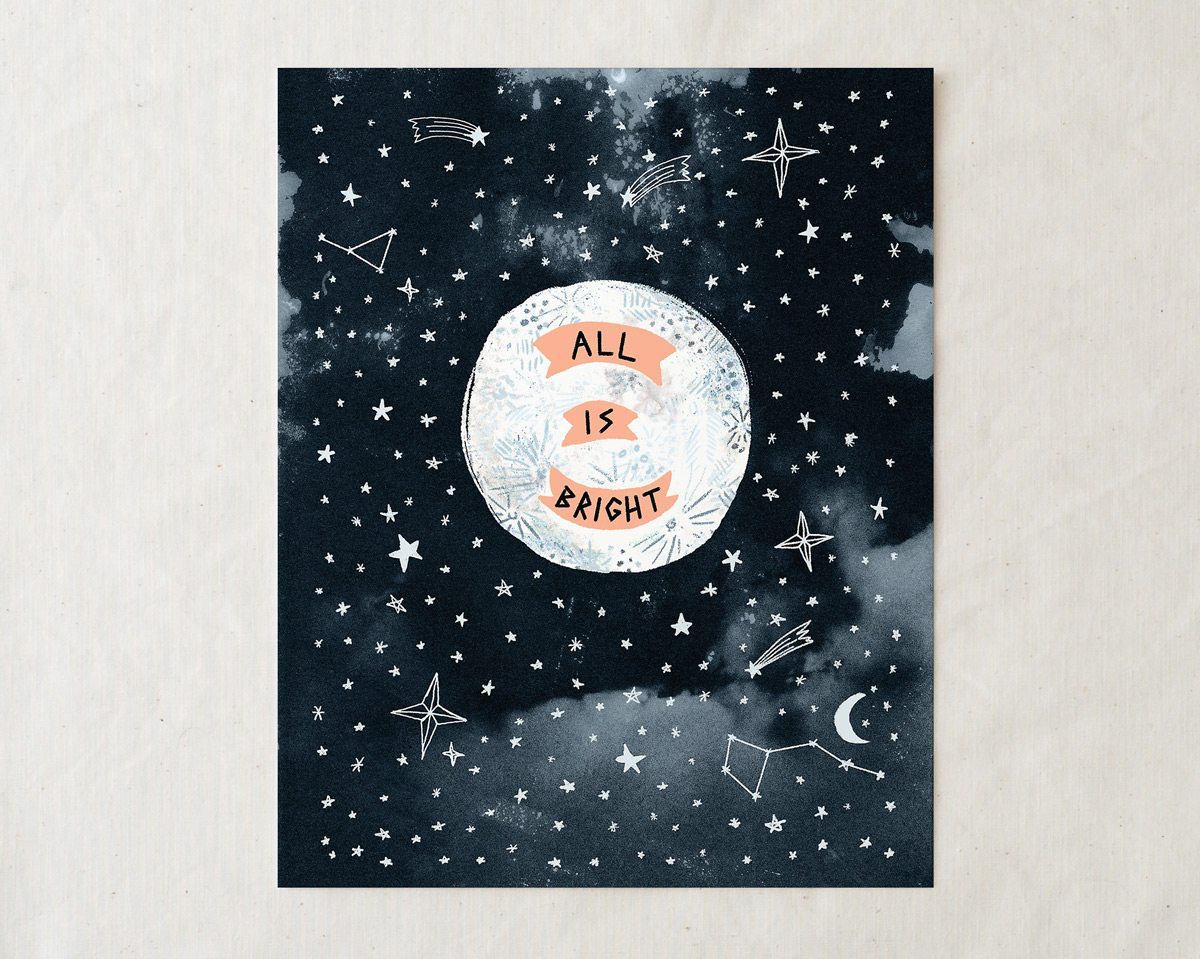 8x10 all is bright moon art print illustration