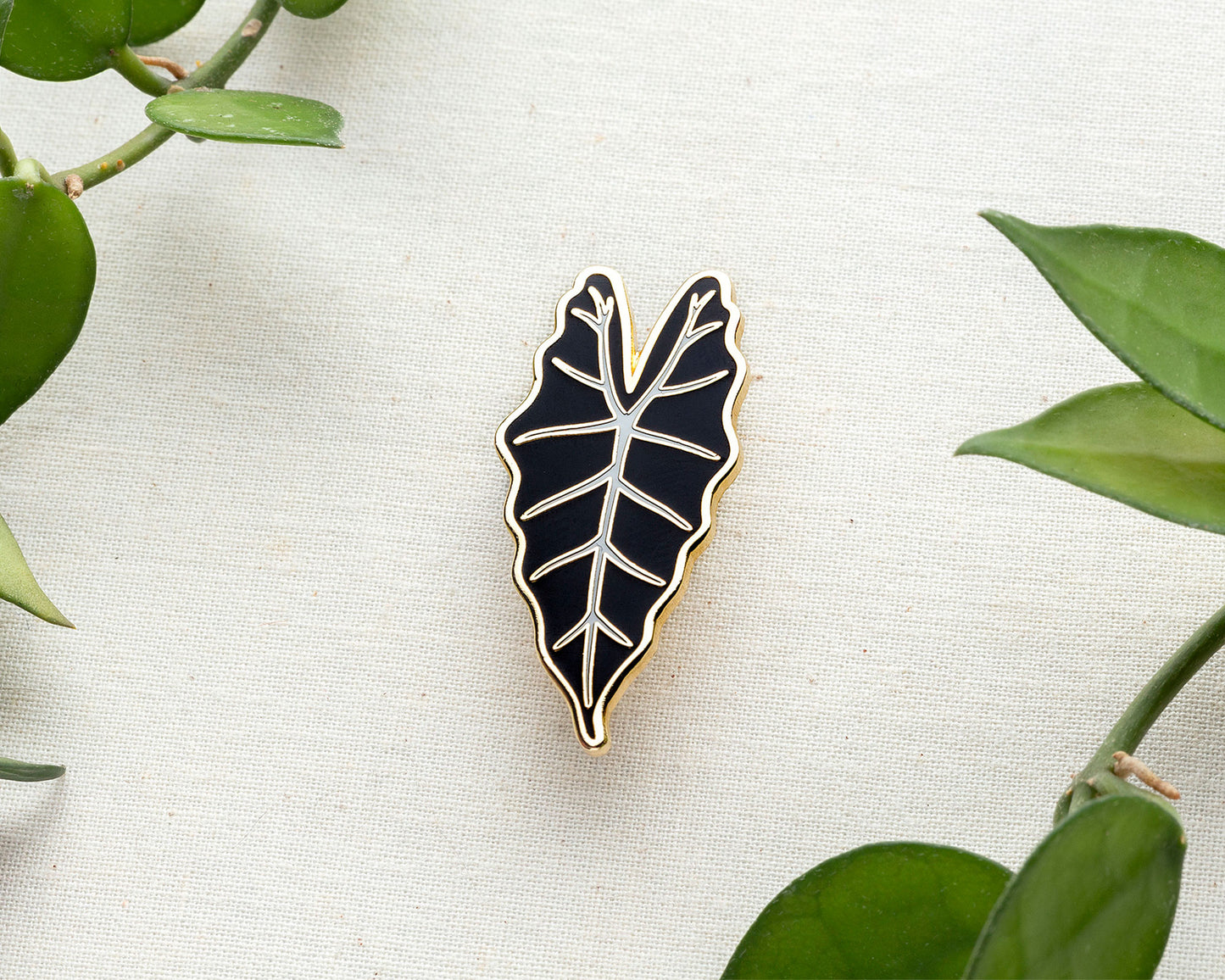 Alocasia Black Enamel Pin