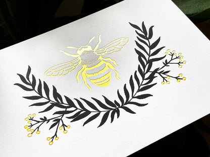 Bee Art Print (with Gold Foil)