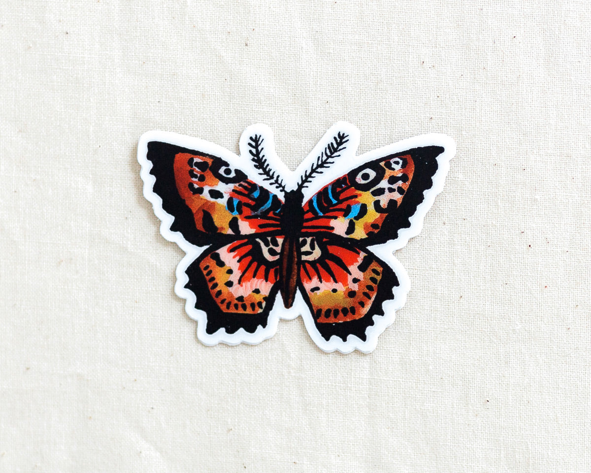 cute butterfly vinyl animal sticker by wildship studio