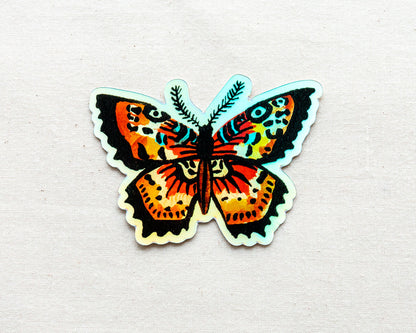 cute holographic butterfly vinyl animal sticker by wildship studio