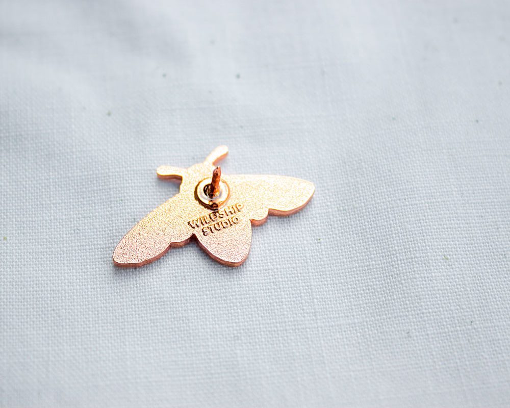 honeybee enamel bee pin badge lapel in copper by Wildship Studio