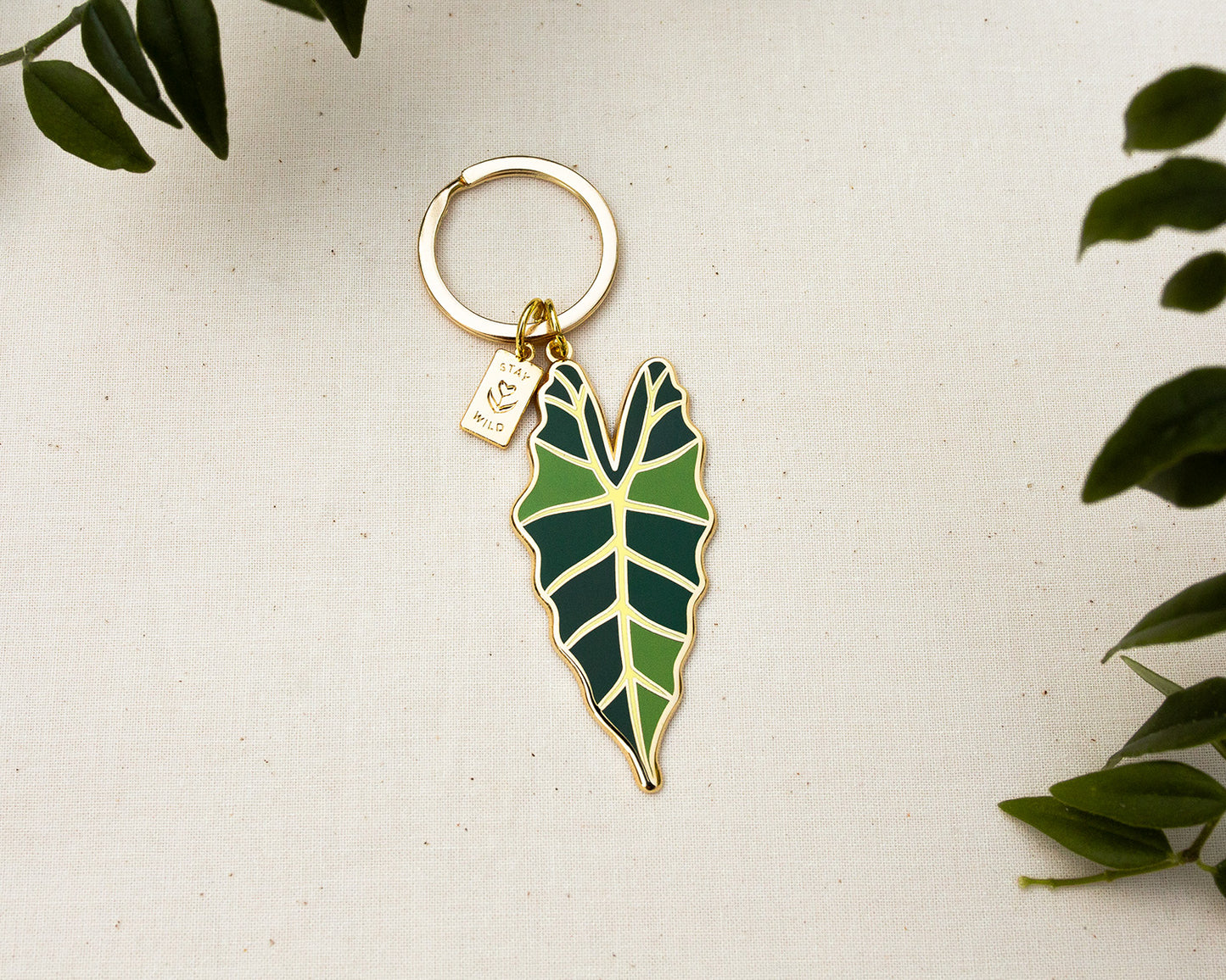 Jungle Leaf Stay Wild Keychain