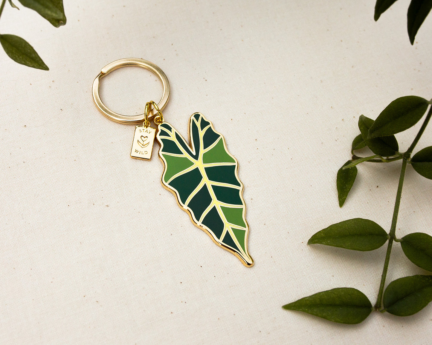 Jungle Leaf Stay Wild Keychain