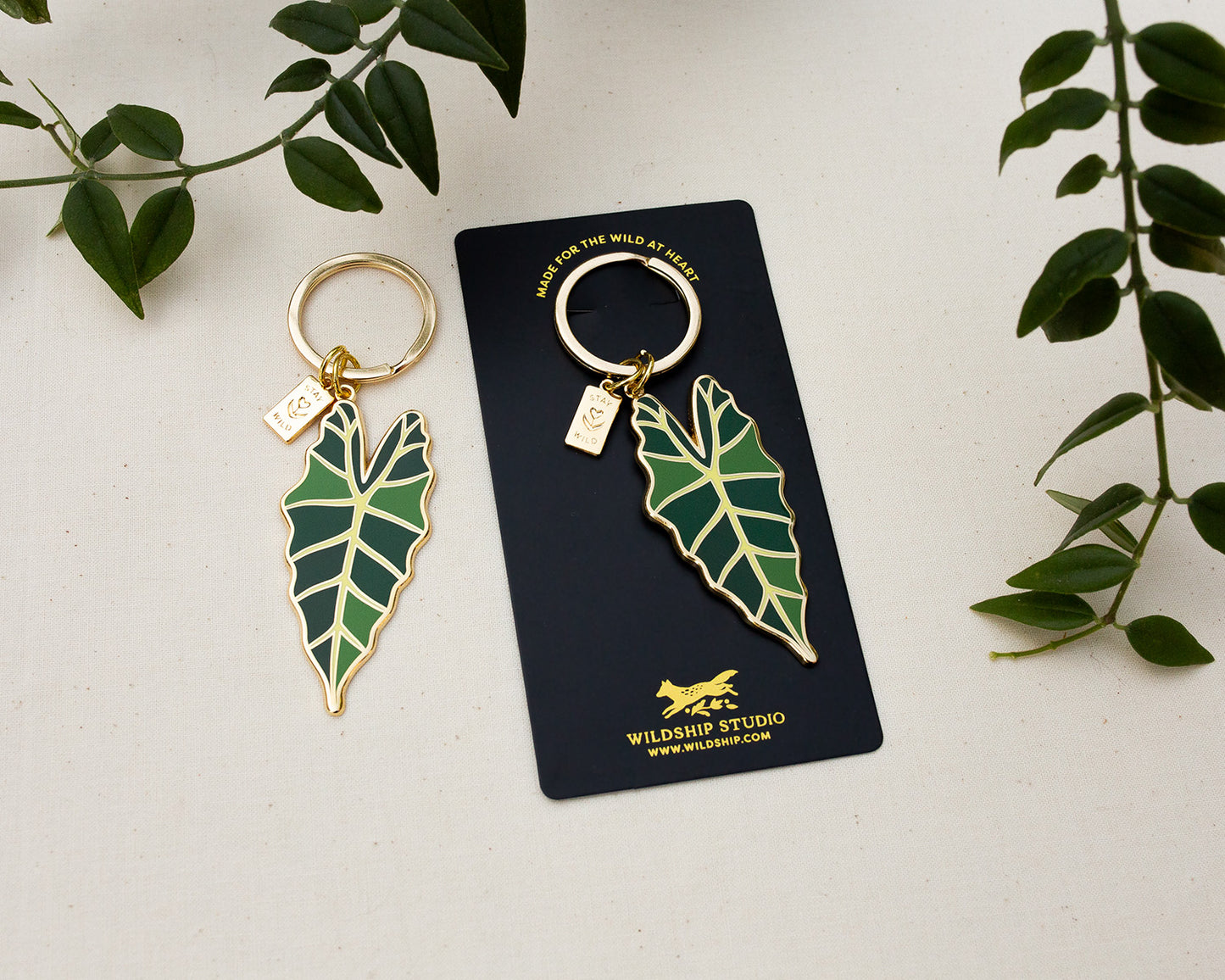 Jungle Leaf Stay Wild Keychain