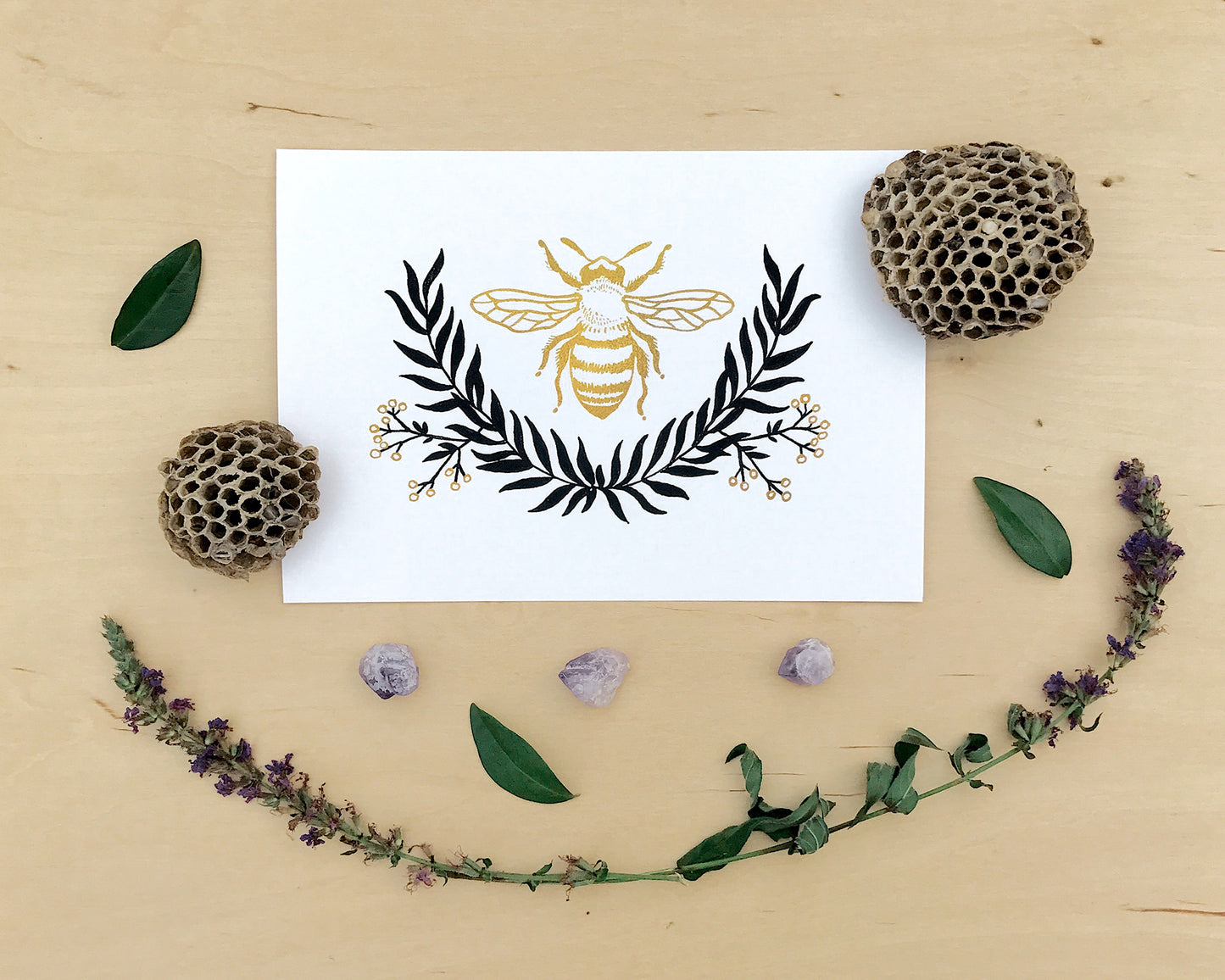 Bee Art Print (with Gold Foil)