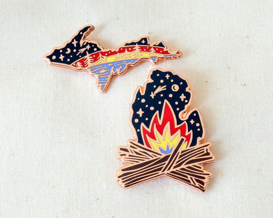 Michigan Campfire Magic - Set of 2 Enamel Pins