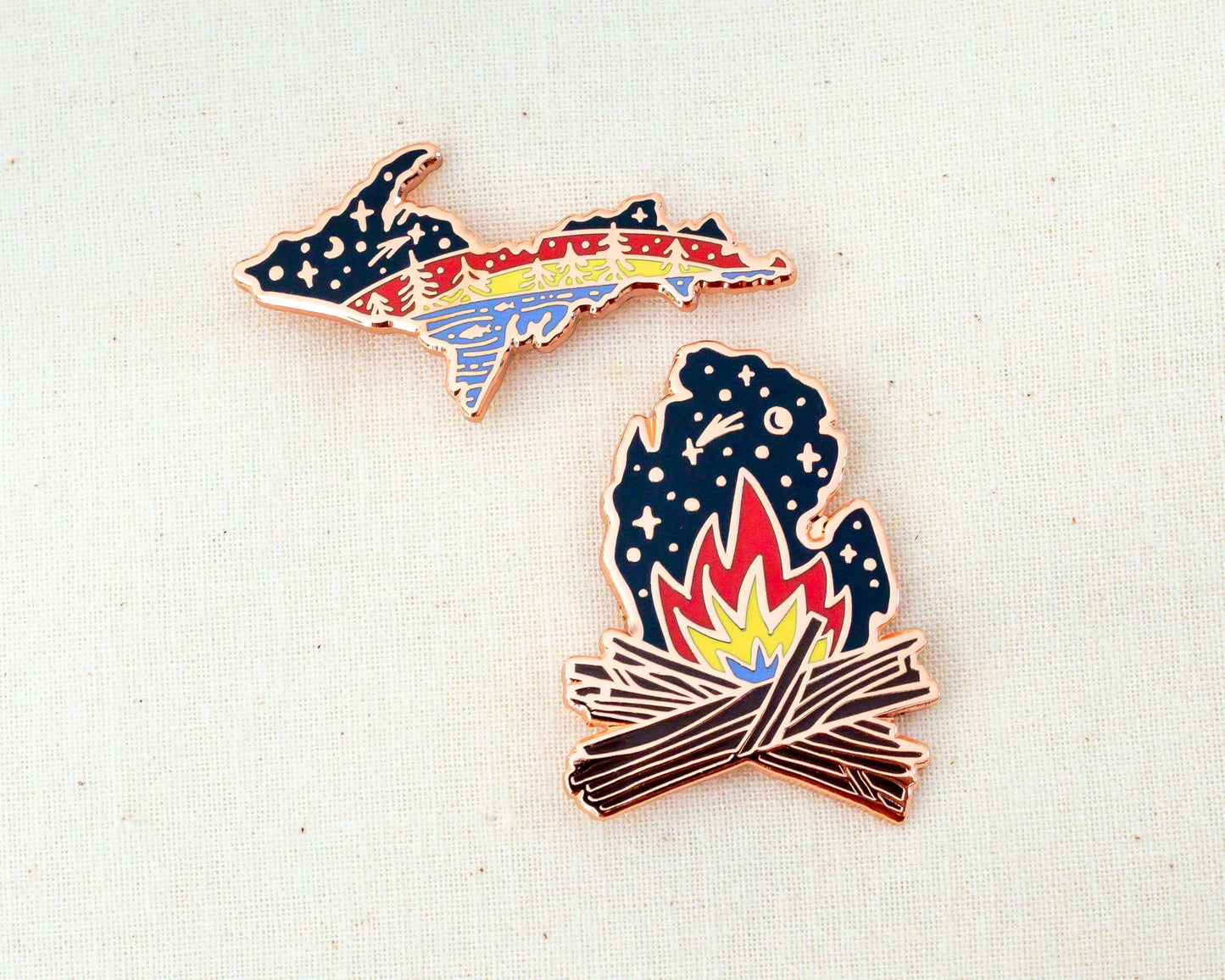 Michigan Campfire Magic - Set of 2 Enamel Pins