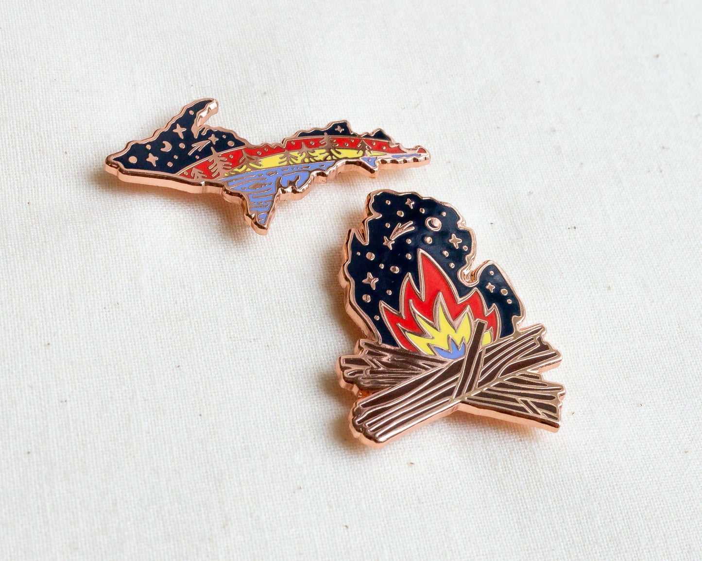 Michigan Campfire Magic - Set of 2 Enamel Pins