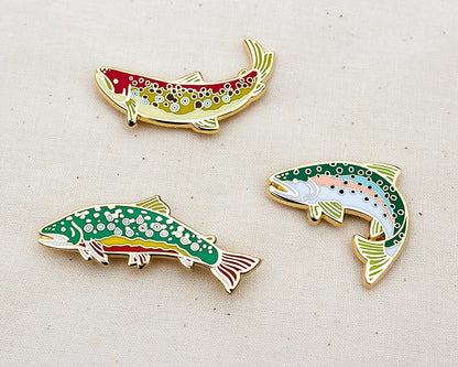 Trout Set of 3 Enamel Pins